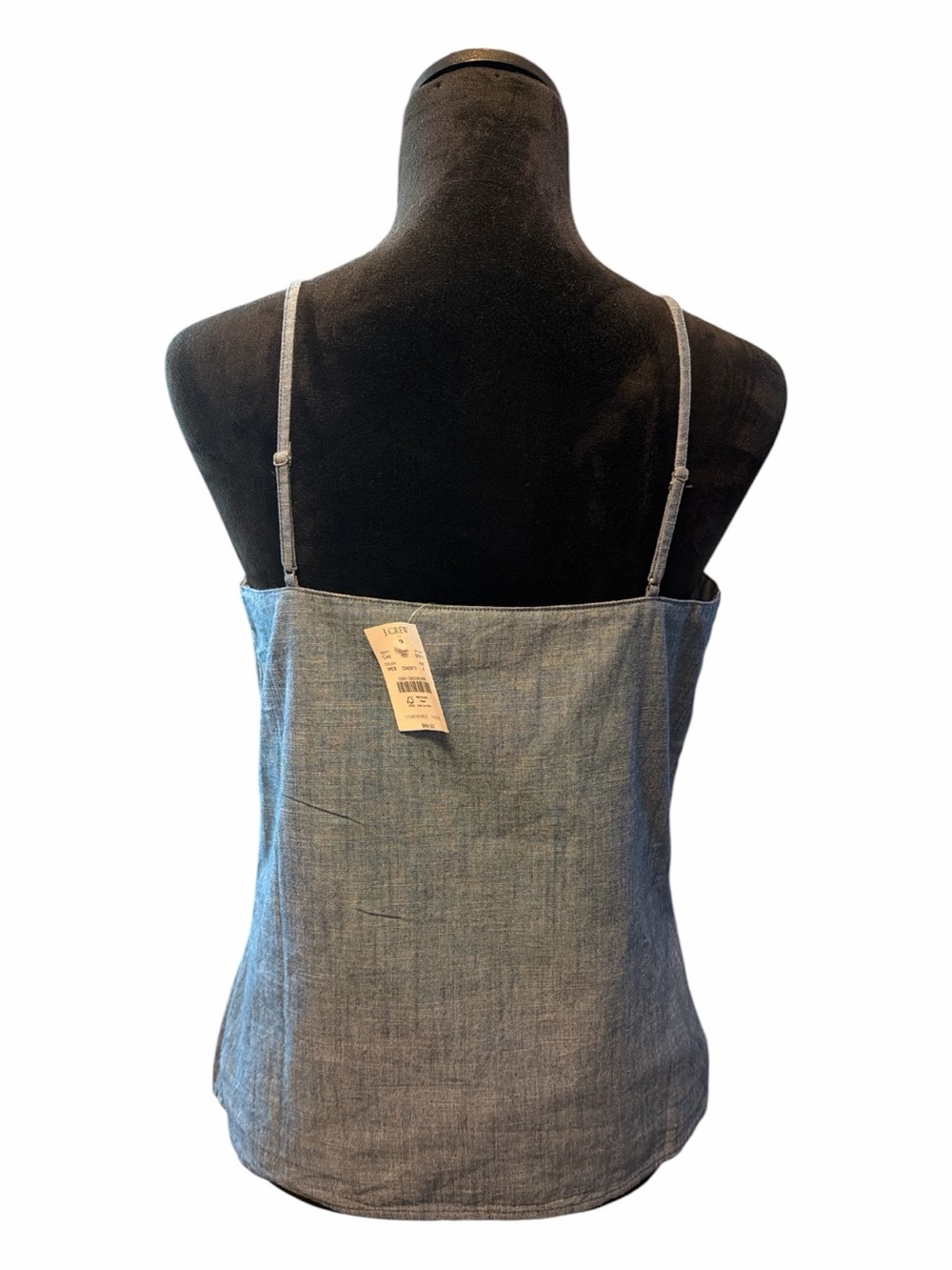 J. Crew Chambray V-Neck Spaghetti Strap Tank - Blue - Picture 3 of 4